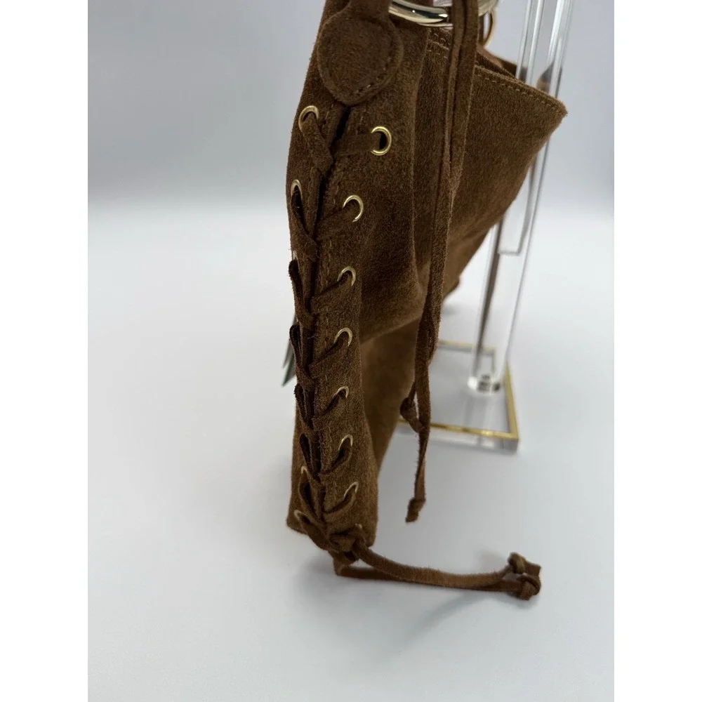 NWT Cheval Firenze Suede Fringe shoulder bag Brown‎